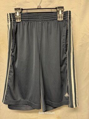 adidas Navy Athletic Shorts with White Side Stripes